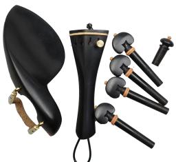 Esculpido Ebony madeira violino Peças Acessórios, Pegs, Tailpiece, Endpin, Chinrest com braçadeira, Cork cauda Gut, Fine Tuner, 4 Tamanho - Image 6