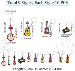 Chaveiros para instrumentos musicais com chave de metal, silicone estilo 10, pingentes de música, guitarra, violino, piano, 20 peças - Image 2