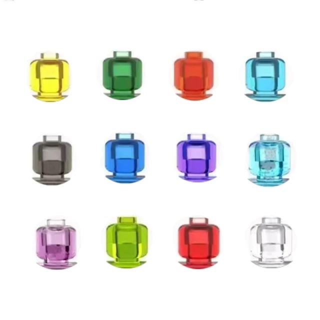 12 pçs/set figuremontado transparente sem impressão cor pura simples blocos de construção moc tijolos clássicos brinquedos para crianças