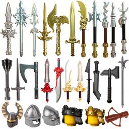 Armas Medievais do Soldado Militar para Menino, Mini Bloco de Construção, Espada, Axe, Capacete, Arco, Flecha, Rei, Acessórios Figure, Presente Toy, K013 - Image 1