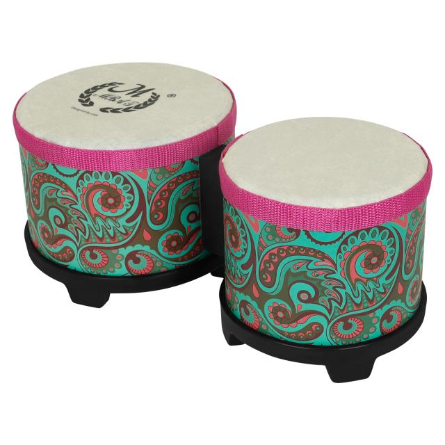 Conjunto de Percussão Infantil Bongo, Tambor e Pandeiro com Pele de Carneiro e Baquetas para Iniciação Musical