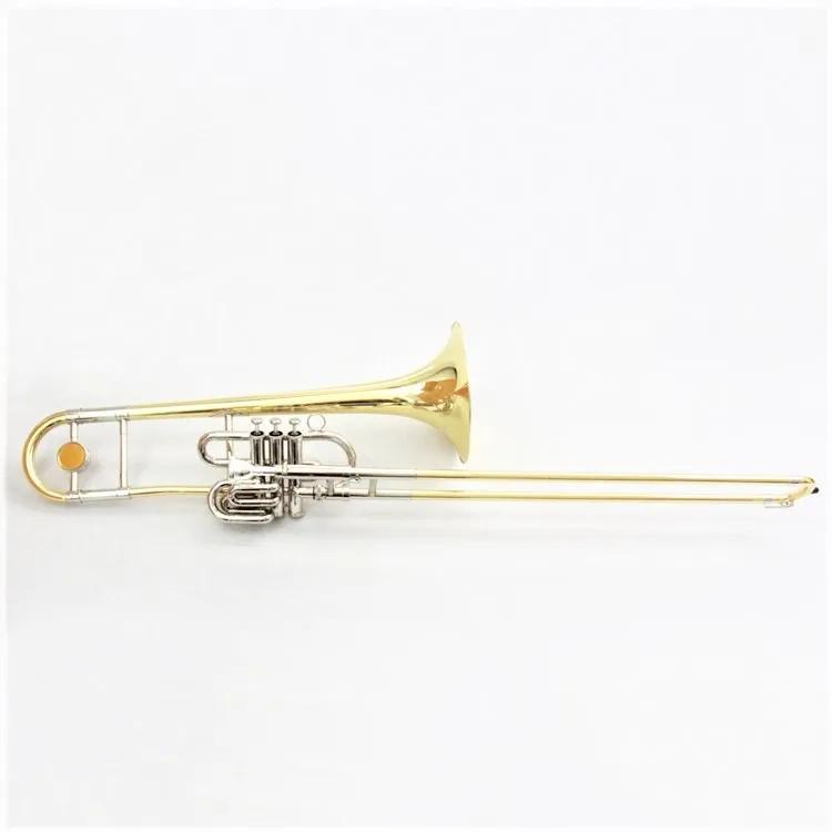 Trombone tenor em chave bb, pistão de dupla finalidade, latão e laca dourada, para desempenho profissional, desempenho, FTB-480 - Image 1