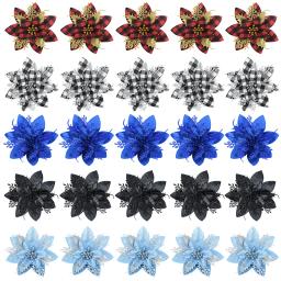 Glitter Flores Artificiais De Natal, Grande Xmas Tree Flower, Ornamento Pendurado, Decoração de Casa, Ano Novo, 5 pcs, 10pcs - Image 2