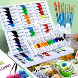 Tinta acrílica 12 18 24 36 cores 12ml tubo conjunto de tinta acrílica para pintura de roupas pigmentos de vidro ricos para pintura de artistas - Image 1