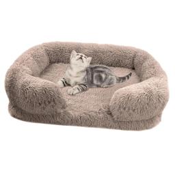 Cozy Plush Praça Pet Sofá-cama, espreguiçadeira ortopédica, Fluffy Zipper Cover, lavável, quente, Pet Almofada - Image 1
