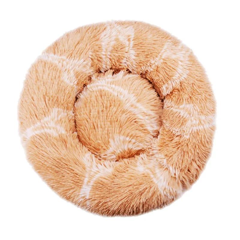 Cama redonda de pelúcia longa super macia, casa de dormir quente para cães e gatos médios, 40-90cm, inverno - Image 1