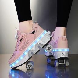 Sapatos de patins de deformação, patins de 4 rodas de fileira dupla, tênis com rodas, dupla finalidade - Image 1