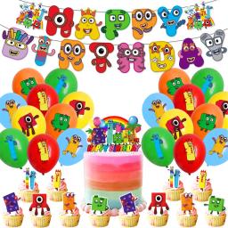 Desenhos animados personalizados número látex balão banner, decoração de festa de aniversário, foto fundo, adereços fotografia, chuveiro de bebê, crianças - Image 1