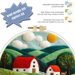 Flores Agulha Feltro Starter Kits, DIY Pintura Lã, Artesanato Handwork, Agulha Felting Kits com moldura, Presente Almofada de Espuma - Image 4