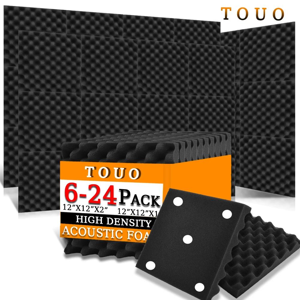 Touo 6/12/24 peças estúdio de gravação de espuma acústica de alta densidade poliéster material absorvente de som isolamento de ruído - Image 1