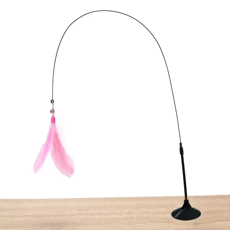 Brinquedos interativos para gatos com ventosas, varinha com penas destacáveis - 2 peças divertidas