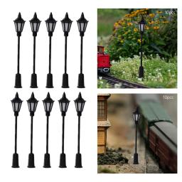 10 peças poste lâmpadas HO escala miniatura paisagem caminho jardim decoração modelo ferroviário lâmpadas rua luzes caminho - Image 5