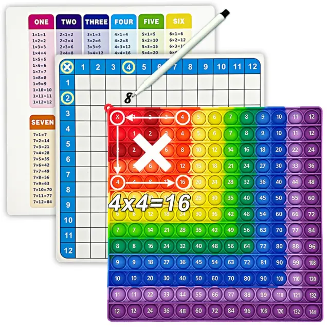 Aprenda Tabuada de Forma Divertida com Jogos de Tabuleiro e Canetas Apagáveis - Brinquedos Educativos para Crianças de 1 a 12 Anos