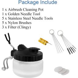 Kit De Limpeza De Pistola De Pulverização Com Suporte, Kit De Limpeza De Tanque De Vidro, Agulhas De Limpeza, 4 Escovas De Peças - Image 6