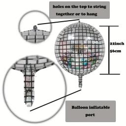 4D Prata Laser Rodada Balões, Decorações do partido, Dance Floor Lâmpada, aniversário e despedida de solteiro, 6PCs, 22 em - Image 3