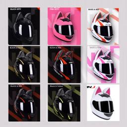 Capacete removível da motocicleta da cara completa para mulheres, DOT aprovado, equitação exterior, orelha do gato - Image 4