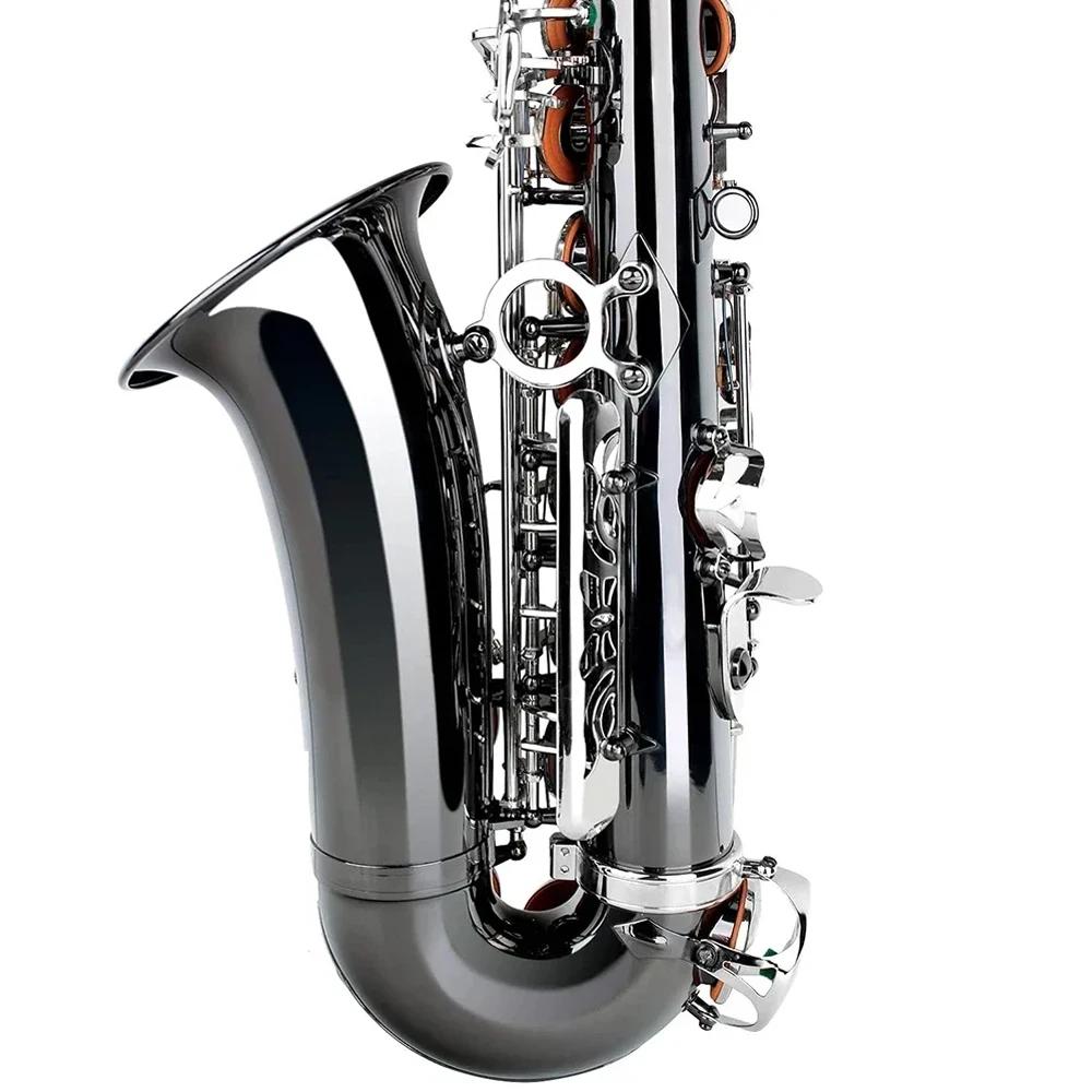 Nickeling-Black Saxofone Eb Alto para iniciantes e adultos, saxofone tipo E Flat, instrumento de sopro com estojo, luva de cinta - Image 1