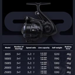 800-2500s fibra de carbono micro molinete 5 + 1 bb 5.2:1 relação de engrenagem ultra leve baixa inércia à prova dwaterproof água anti-ferrugem equipamento de pesca - Image 6