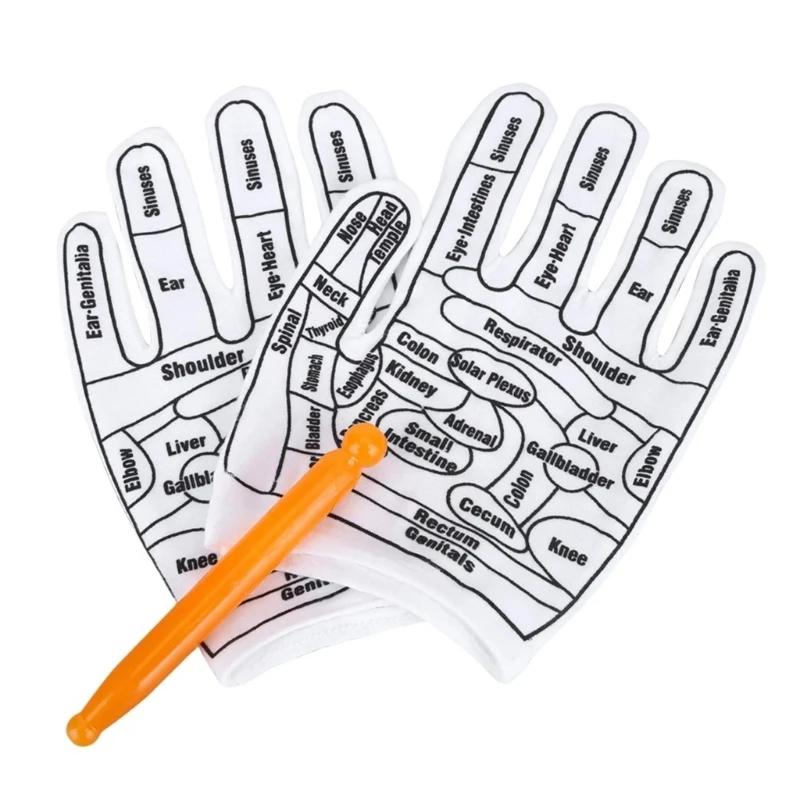 Luvas acupressão, reflexologia, mão, ferramenta acupressão para massagem mão, luvas reutilizáveis ​​para - Image 1