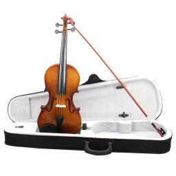 Solid Wood violino acústico Kit, violino brilhante, instrumento de cordas, arco e caso, cor natural, 4/4, 1/4" - Image 3