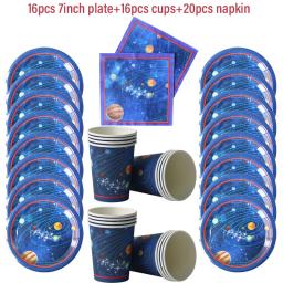 Decorações De Festa De Aniversário Do Tema Do Astronauta, Prato De Papel, Copo, Óculos, Moldura, Galáxia, Planeta, Suprimentos Do Partido Dos Meninos - Image 3