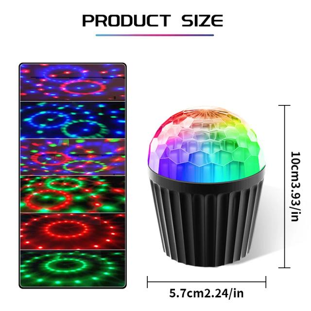 Luz Disco LED com Controle Remoto, Balão Rotativo e Efeitos Strobe RGB - Perfecta para Festas e Presentes de Natal