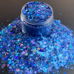 Resina Glitter Flocos para Artesanato, Nail Glitter Sequins, Holográfico Chunky, Prata, Azul, Preto, Preço de atacado, 15g por Jar - Image 3