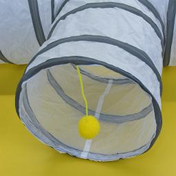 Gatos internos túnel brinquedos dobrável gato caverna crinkle túnel com bola pendurada brinquedos gato jogar túneis tenda tubos balde produtos para animais de estimação - Image 5