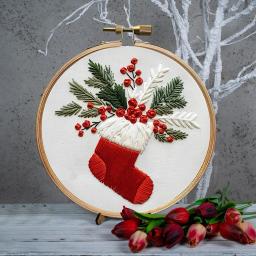 Natal DIY Bordado Kit, Wreath Padrão Impresso, Ponto Cruz Set, costura artesanal Arte, Craft Kit para Iniciantes, Adultos Bordado - Image 3