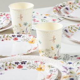 Louça descartável com projeto da flor selvagem para a festa de aniversário, pratos e copos, fontes do partido, casamento e chá de bebê - Image 3