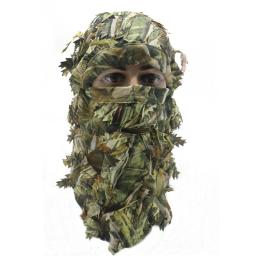 10 pçs camuflagem 3d folha máscara facial ghillie terno sniper caça capuz caparmy tático chapéu de camuflagem respirável elástico balaclava - Image 4