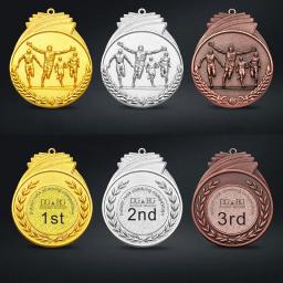 Medalhas de Bronze Prata ouro 1st 2nd 3rd Marathon Sports Awards Troféu Antigo Brilhante Anexado Fita Azul Branca Vermelha do Presente Da Lembrança - Image 2