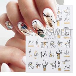 3d linhas francesas etiqueta da arte do prego rosa ouro abstrato graffiti tiras geometria japonesa para manicure bronzeamento slider decoração - Image 3