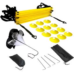 Kit De Treinamento De Agilidade De Velocidade, Escada De Futebol, 12-Rung Com 12 Cones E 4 Stakes, Equipamento De Treinamento De Futebol - Image 3