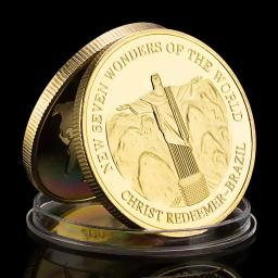 Lembrança das Sete Maravilhas do Mundo, Moeda Banhada a Ouro, Presente Colecionável, Grandes Edifícios, Moeda Comemorativa - Image 4