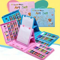 Conjunto de Caneta Aquarela para Pinturas, Arte Suprimentos, Inclui Muitas Ferramentas Coloridas Aleatórias, Presente Artístico, 208 Peças - Image 1