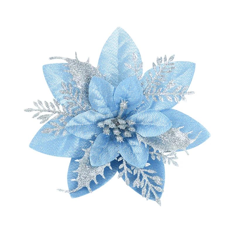 Glitter Flores Artificiais De Natal, Grande Xmas Tree Flower, Ornamento Pendurado, Decoração de Casa, Ano Novo, 5 pcs, 10pcs - Image 1
