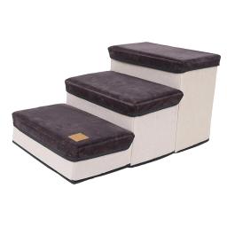 Escada dobrável macia do animal de estimação com tampa destacável, rampa do cão, escada para cachorro, suprimentos largos, gatos e cães indoor, cama de gatinhos, 3 passos - Image 2