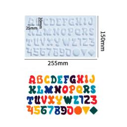 Molde de silicone de resina epóxi do alfabeto inglês A-Z letra 0-9 número chaveiro brinco pingente diy artesanato ferramenta de fundição molde de resina - Image 5