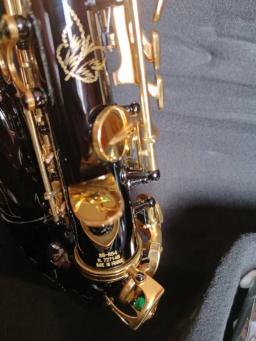 Saxofone soprano profissional com caso, marca saxofone curvo, preto e ouro latão sax, novo, R54 - Image 5