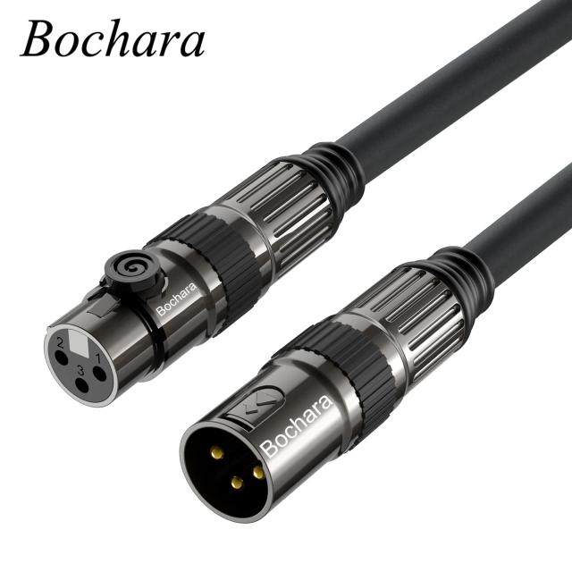 Bochara Cabo XLR Macho para Fêmea Banhado a Ouro 3 Pinos OFC 5 Metros