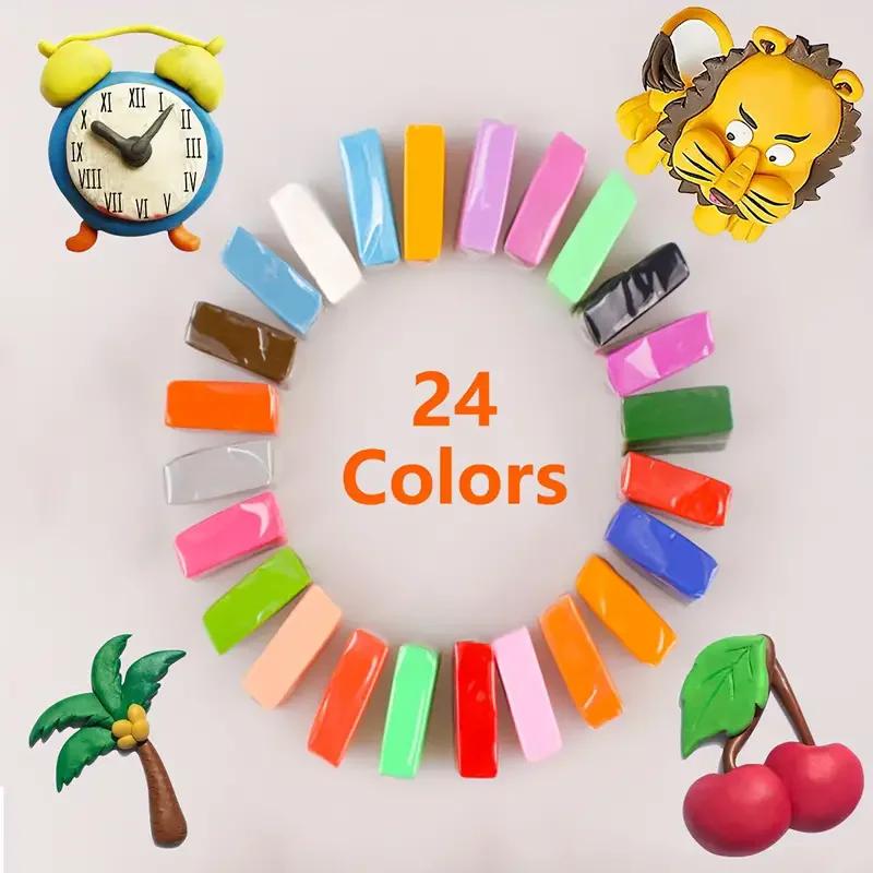 Kit de Ferramentas de Blocos de Argila Polímero Artesanato de Forno, Brincos DIY, Acessórios de Jóias para Crianças, Forno Bake Beginer, 24 cores - Image 1