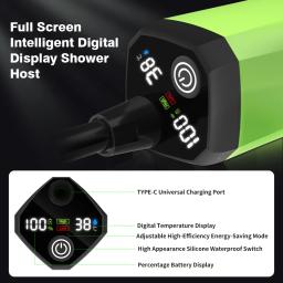 Bomba de chuveiro para acampar, kit de chuveiro ao ar livre, chuveiro acampamento com tela cheia, display digital inteligente, ajustável, 6000mAh - Image 4