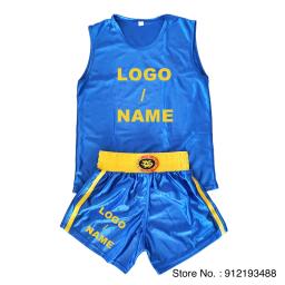 Shorts de boxe logotipo personalizado para homens e mulheres, camisa Muay Thai, criança Wushu, Sanda, artes marciais, gaiola MMA, luta, uniforme Kickboxing - Image 6