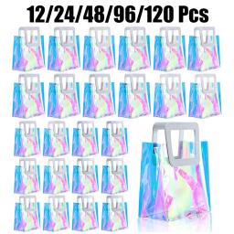 Embalagem de presente holográfica transparente iridescente sacos de presente reutilizáveis sacolas de pvc reutilizáveis sacos de compras suprimentos para festa de casamento - Image 1