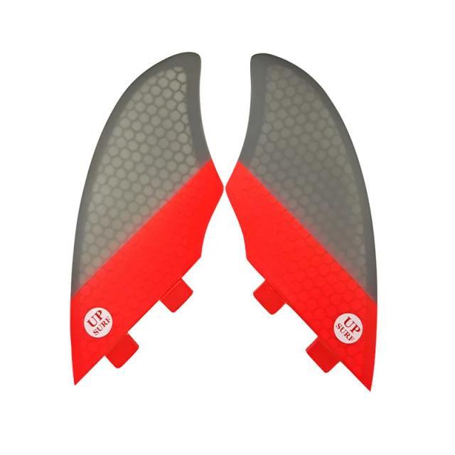 Fins Upsurf-FCS Twin Keel em Fibra Honeycomb para Pranchas Fish – Conjunto com 2 Fins e Base de Dupla Aba