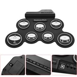 Conjunto de Tambor de Silício Roll-Up com Baquetas, Kit de Bateria Eletrônica Digital, 7 Almofadas de Bateria, Pedais, Tamanho Compacto, USB - Image 4