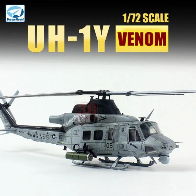 Kits de Construção do Modelo de Helicóptero UH-1Y Venom, Brinquedo DIY 1:72 para Colecionadores e Entusiastas