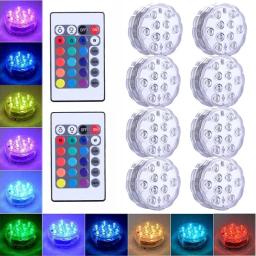 RGB luz submersível com controle remoto, lâmpada de noite subaquática, decoração de festa ao ar livre, lâmpada de piscina, 10 LED, IP68 - Image 1