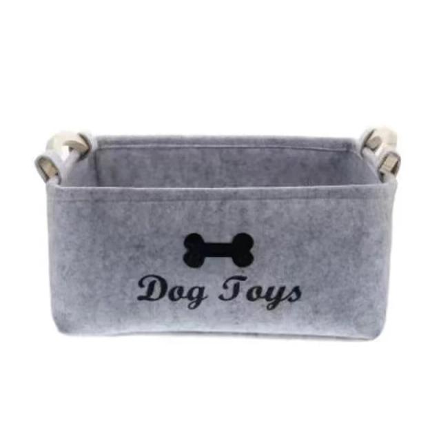 Cesta de Armazenamento em Feltro para Brinquedos de Cães e Gatos - Organizador Prático e Estiloso